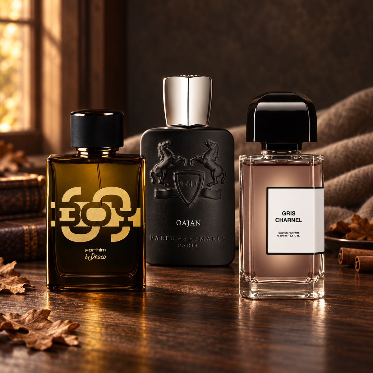 Autumn Reserve Trio — all included full-size fragrance bottles