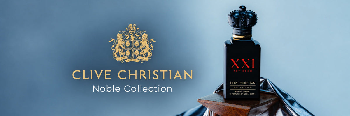 Clive Christian Noble Collection with gold emblem and collection title