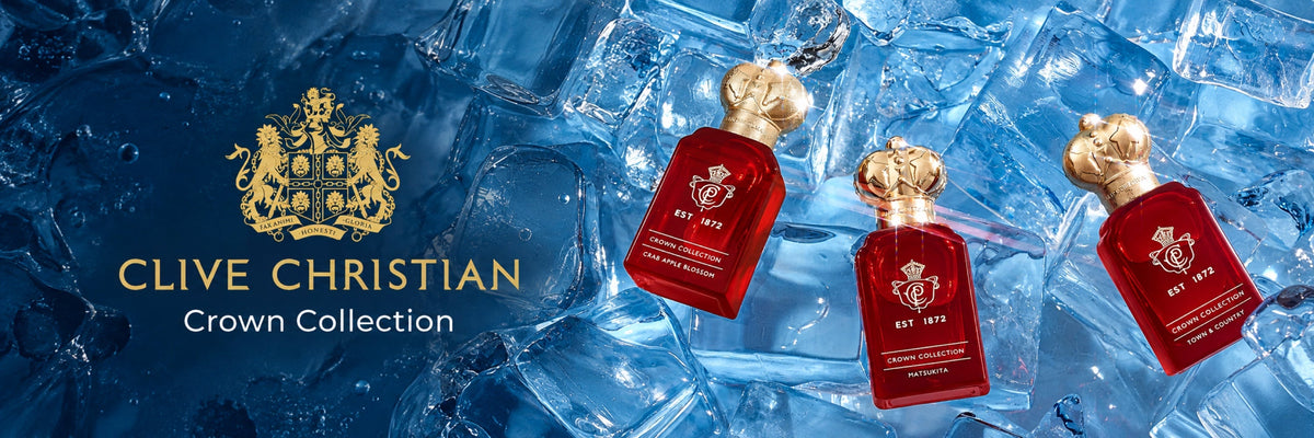 Clive Christian Crown Collection with gold emblem and collection title