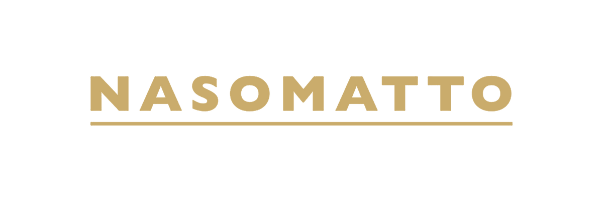 Nasomatto logo in gold on transparent background