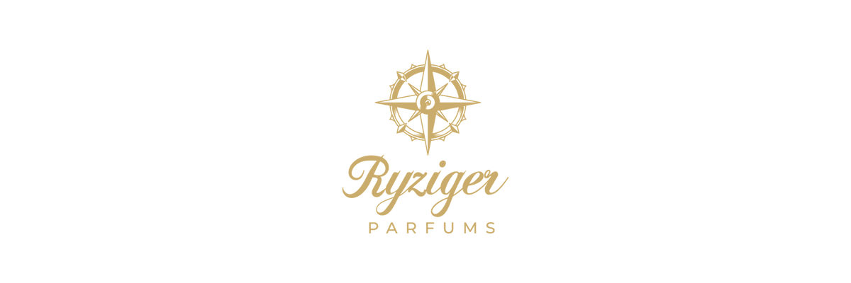 Ryziger Parfums logo in gold on transparent background